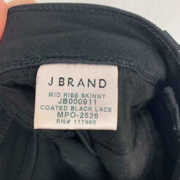 J BRAND Coated Black Skinny Jeans with Lace Detail Sz 6 - Picture 7 of 8